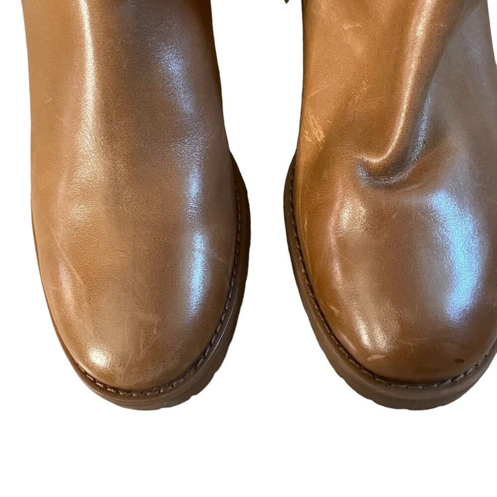 NWT Michael Kors Boots 7M Whitaker Tall Leather Zip Faux Shear Foldable Caramel - Picture 6 of 8